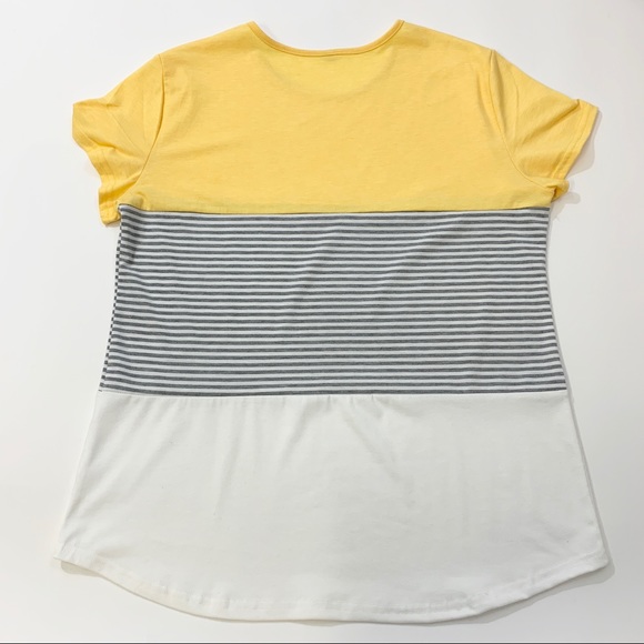 SOLD Color Block Stripe Casual Loose Fit Tee - Picture 4 of 4